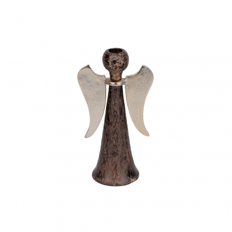 Brown - Gold Metal Şamdan 21 cm
