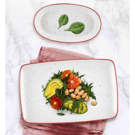 Dots Dikdörtgen Servis - 34 x 25 cm - Kırmızı