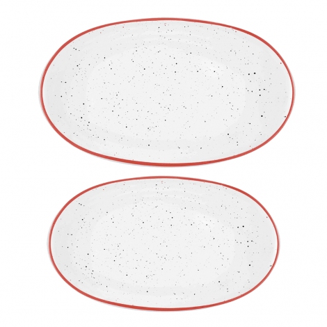 Dots Oval Servis 2li Set - 26 cm & 29 cm - Kırmızı