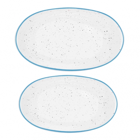 Dots Oval Servis 2li Set - 26 cm & 29 cm - Mavi
