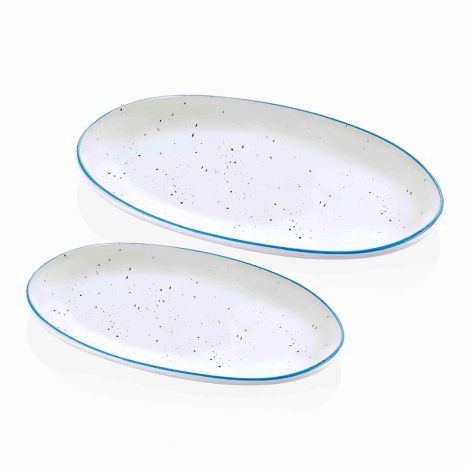 Dots Oval Servis 2li Set - 26 cm & 29 cm - Mavi