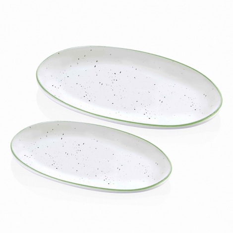 Dots Oval Servis 2li Set - 26 cm & 29 cm - Yeşil