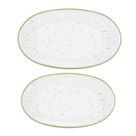 Dots Oval Servis 2li Set - 26 cm & 29 cm - Yeşil