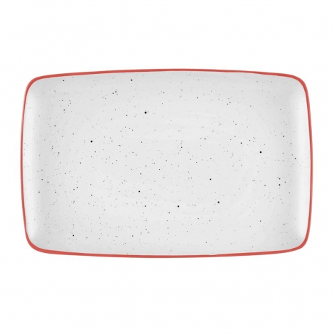 Dots Oval Servis Krem - 17 cm 4 Lü Set - Kırmızı