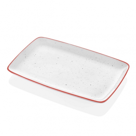 Dots Oval Servis Krem - 17 cm 4 Lü Set - Kırmızı