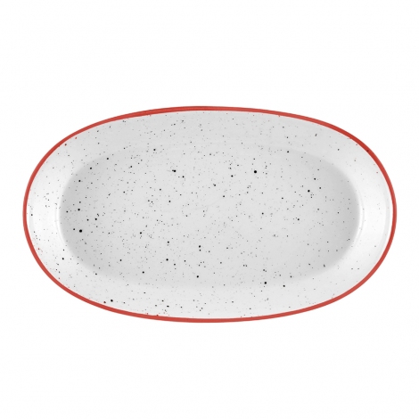 Dots Oval Servis Krem- 26 cm 2 Li Set - Kırmızı