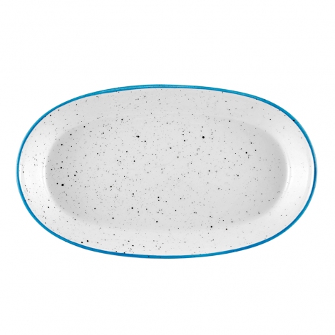 Dots Oval Servis Krem- 26 cm 2 Li Set - Mavi