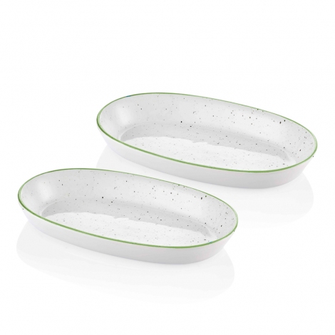 Dots Oval Servis Krem- 26 cm 2 Li Set - Yeşil
