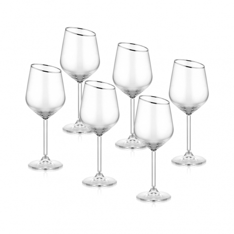 Gina Şarap Kadehi 6Lı Set  - Gümüş