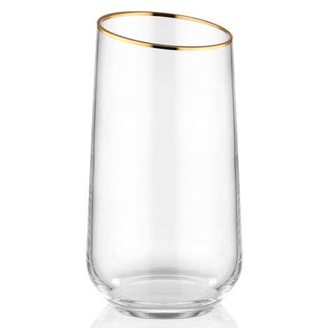 Gina Su Bardağı Uzun 6lı Set - Gold