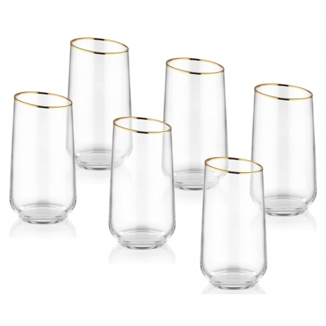 Gina Su Bardağı Uzun 6lı Set - Gold