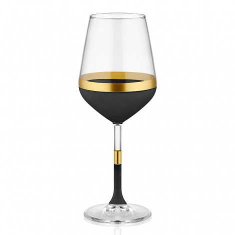 Glow Şarap Kadehi 6lı Set Siyah & Gold