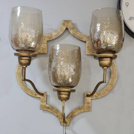 Gold-Amber 3lü Duvar Mumluğu 45x45 cm