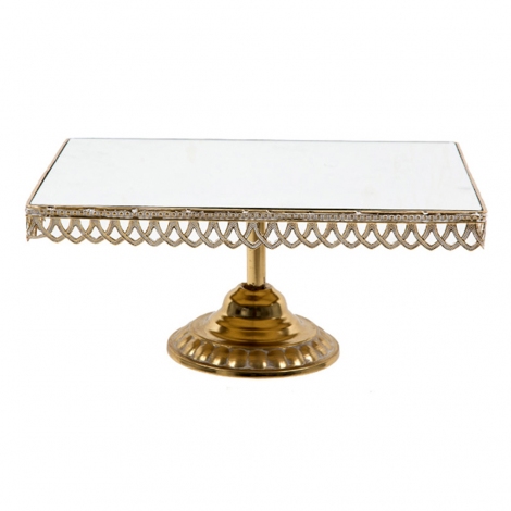 Gold Aynalı Pasta Standı 38 cm