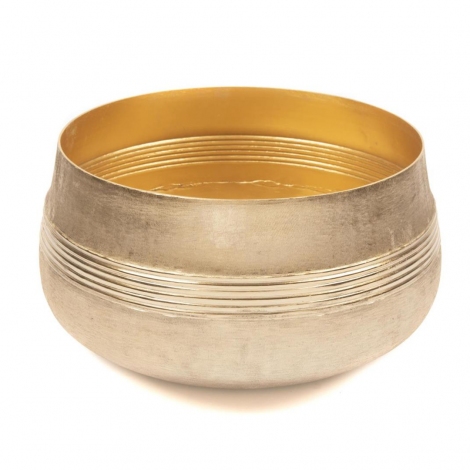 Gold Bej Metal Saksı  30x19 cm