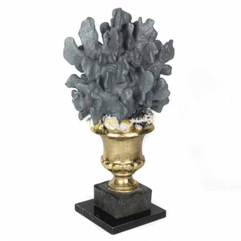 Gold Mavi Resin Obje 15x15x48 cm