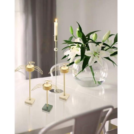 Gold Yaprak Tealight Mumluk Orta 16*14*17 Cm