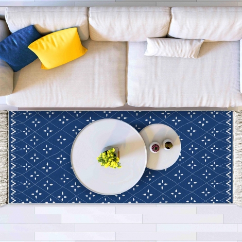 Kilim Çift Taraflı (Mavi Geometrik) 200x80 cm