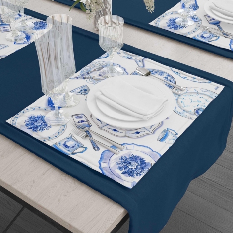 Mavi Tabaklar- Amerikan Servis 6 Lı Set - 50 x 35 cm