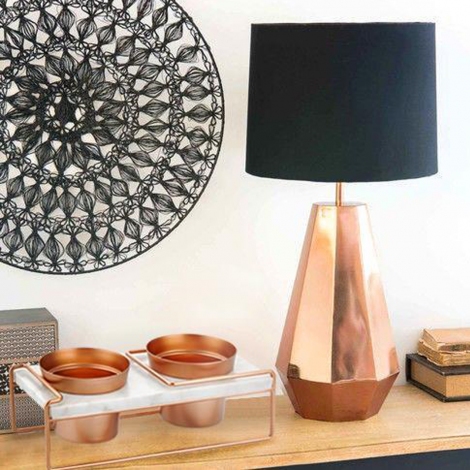 Mermer Standlı Bakır 2li Saksı -32*15*12 cm