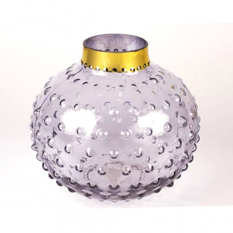 Gold Detaylı Mor Vazo 20 cm