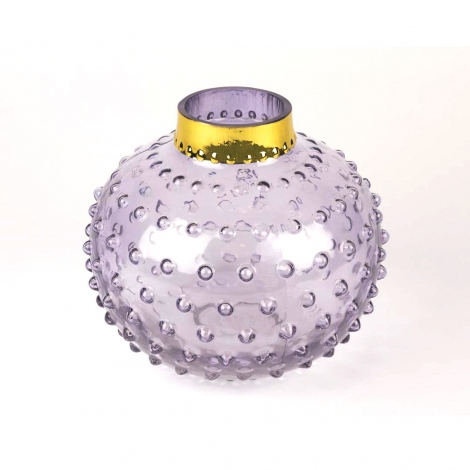 Gold Detaylı Mor Vazo 14 cm