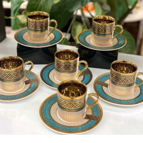 Osmanlı Motif 6'lı Kahve Fincan Takımı