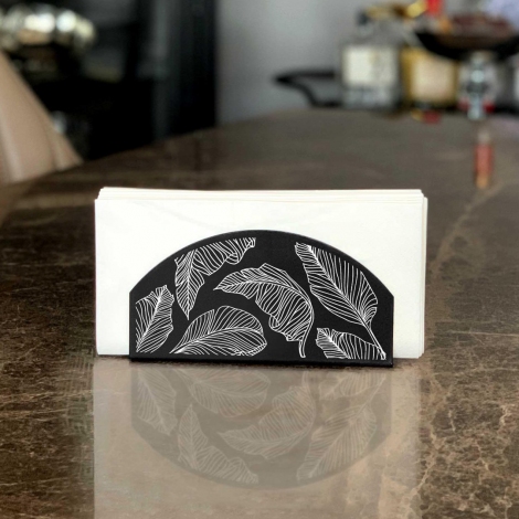 Peçetelik Siyah 16 x 8 Cm - Banana Palm