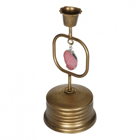 Pembe Taşlı Gold Mumluk