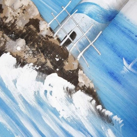Pera Mavi Deniz Feneri Dekoratif Tablo 50x100 cm
