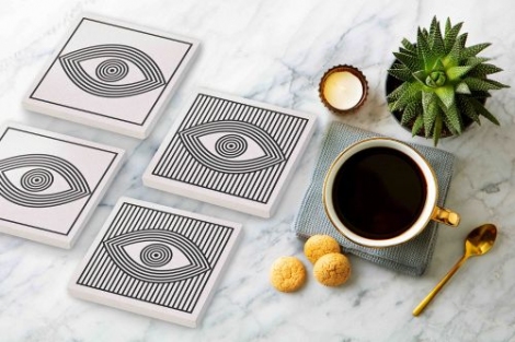 Taş Bardak Altlığı 4lü Set - Eye