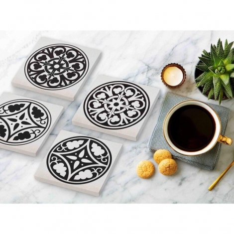 Taş Bardak Altlığı - 4lü Set - Fresco