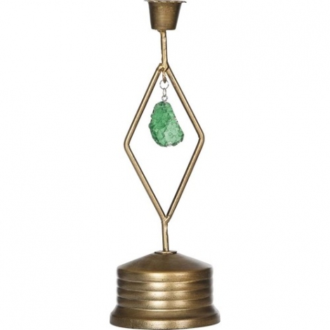 Yeşil Taşlı Gold Mumluk