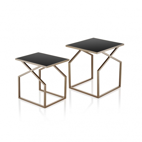 Zigon Sehpa 2li 45 X 40 X 40 Cm Gold